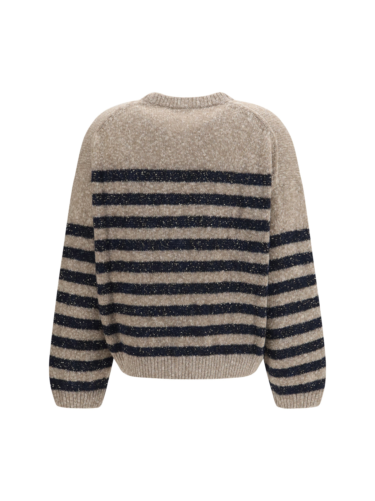 Brunello Cucinelli Cashmere and wool striped Sweater with lurex - Brown+Blu