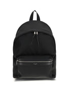 Saint Laurent City Backpack in leather and nylon - Black/Black/Black/Black