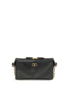 Valentino Small Panthea Chevron nappa Shoulder Bag - Black