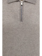 Brunello Cucinelli Cashmere Milano Stitch Polo Sweater with zip - 9756+9777