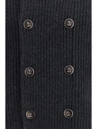 Brunello Cucinelli Marina Cardigan in English Rib Cashmere - Charcoal
