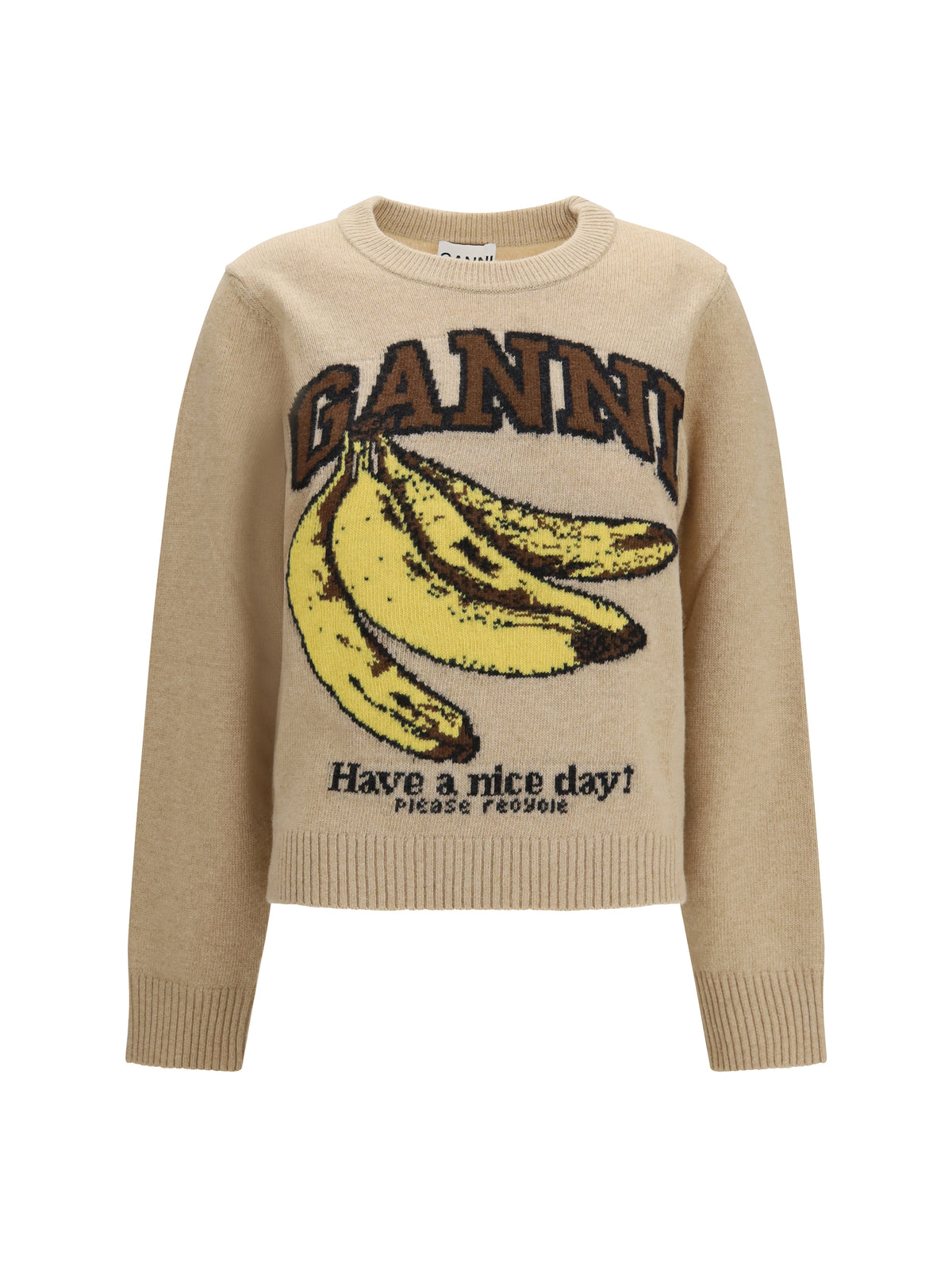 Ganni Wool graphic Sweater - Camel