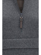 Brunello Cucinelli Cashmere half-zip Sweater - Piombo