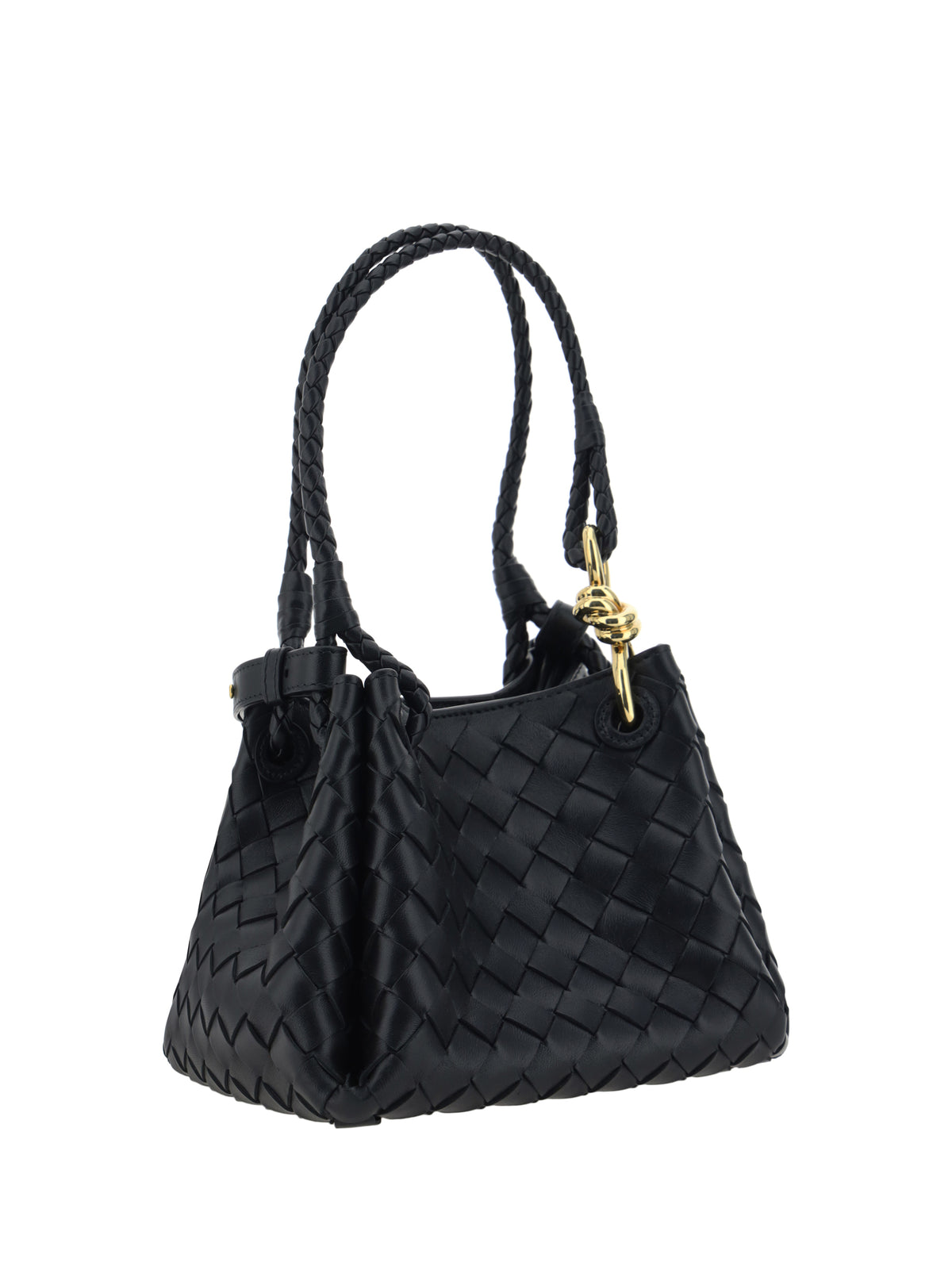 Bottega Veneta Small Parachute Shoulder Bag - Black-M Brass