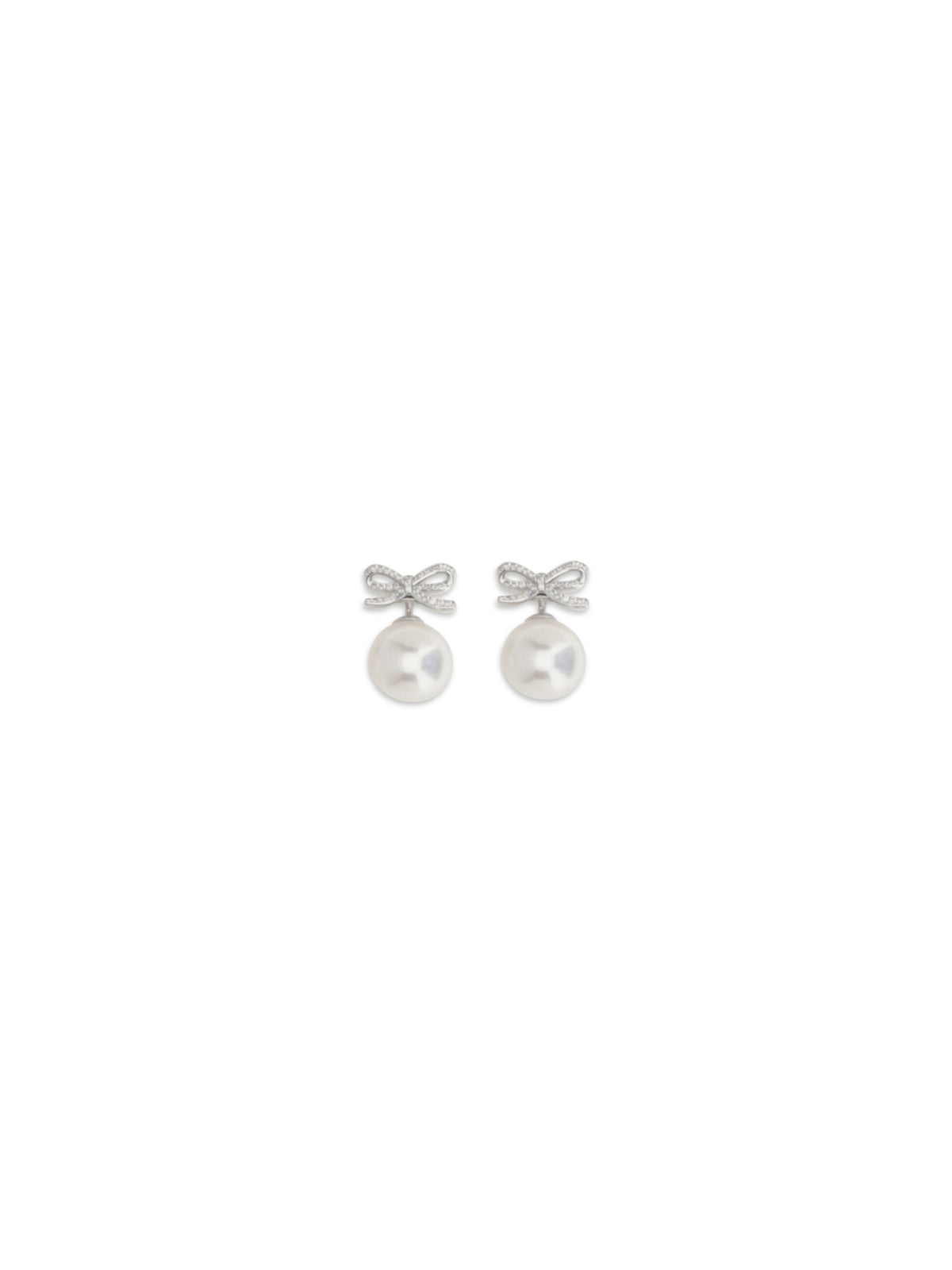 Self-Portrait Crystal bow Earrings with pearl - Silver