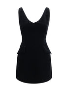 Max Mara Sportmax Tefrite structured V-neck Dress - Black