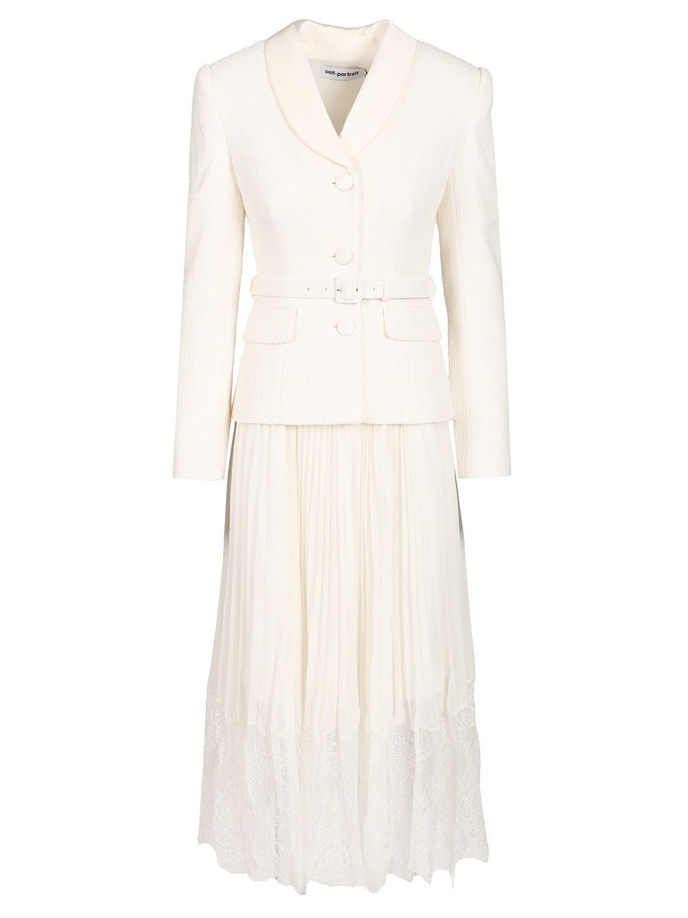 Self-Portrait Midi Dress - White