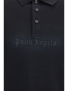 Palm Angels Cotton Polo with embroidered logo - Black-Grey