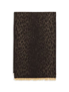 Gucci Leopard-print wool Scarf with monogram - Camel/Dark Brown
