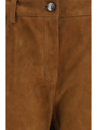 Magda Butrym Straight-leg corduroy-effect leather Pants - Brown
