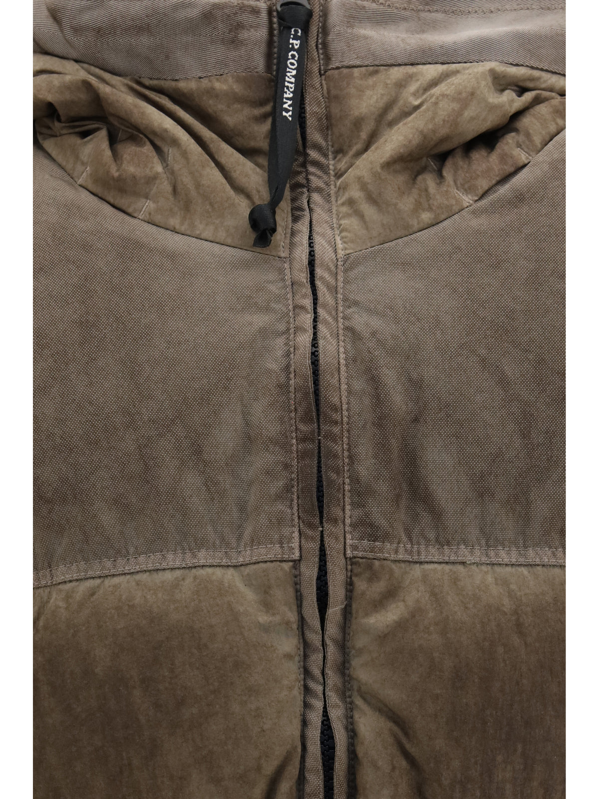 C.P. Company Goggle Hooded Down Jacket in Eco-Chrome R - Re-Color Brown