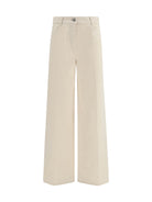 Forte_forte Wide leg Jeans in flocked denim - Ivory