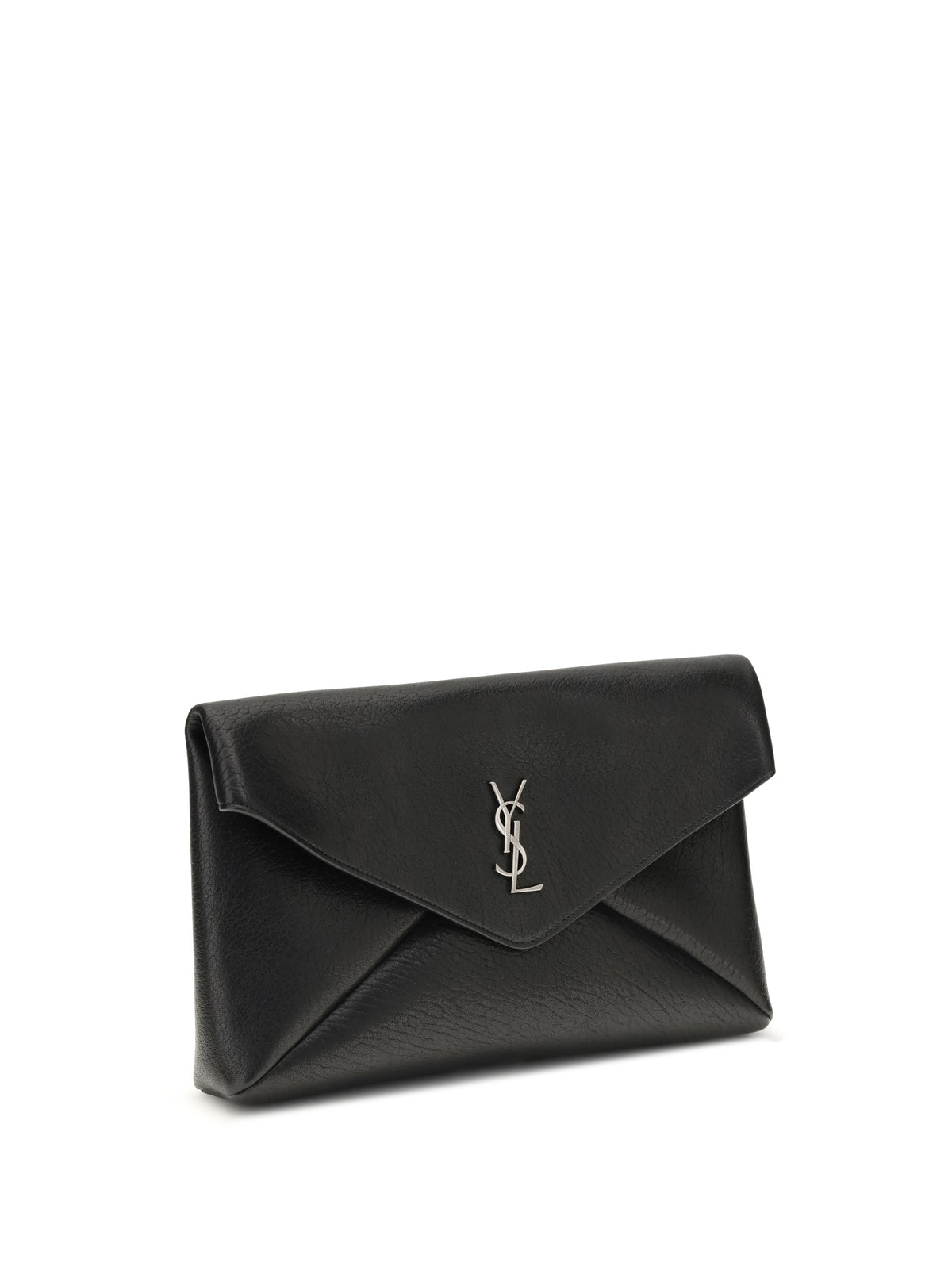 Saint Laurent Cassandre large envelope Clutch Bag - Black