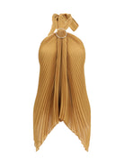 Max Mara Pianoforte Plissé chiffon Top - Caramello