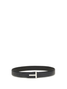 Tom Ford Reversible leather Belt - Dark Navy + Black