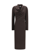 Brunello Cucinelli Techno wool jersey Draped Dress with monili - Caffe'