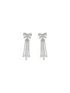 Self-Portrait Crystal Bow drop Earrings - Silver