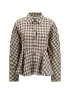 Ganni Check flannel Peplum Shirt - Oyster Gray