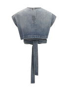 Alaïa Denim belt Top - Faded Blue