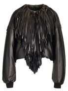 Alaïa Bomber Jacket With Fringes - Black