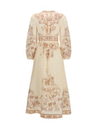 Zimmermann Indra Plunge floral Dress - Cream Tan Floral