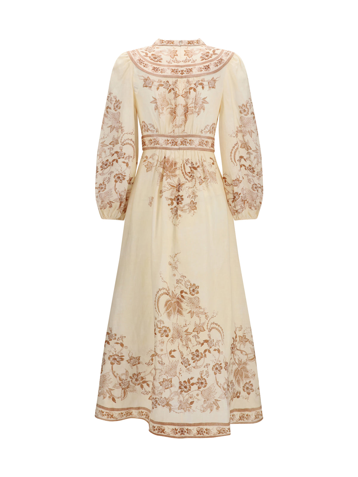 Zimmermann Indra Plunge floral Dress - Cream Tan Floral