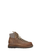 Brunello Cucinelli Mountain Boots in leather with wool and cashmere inserts - Camel