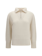 Forte_forte Wool and cashmere half zip Sweater - Pure