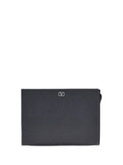 Valentino Garavani VLogo Signature grained calfskin Pouch - Black