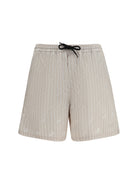 GCDS Striped all-over logo swim Shorts - Sandshell/Bone