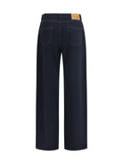 Max Mara Studio Baggy Pants in pure cotton satin - Blue