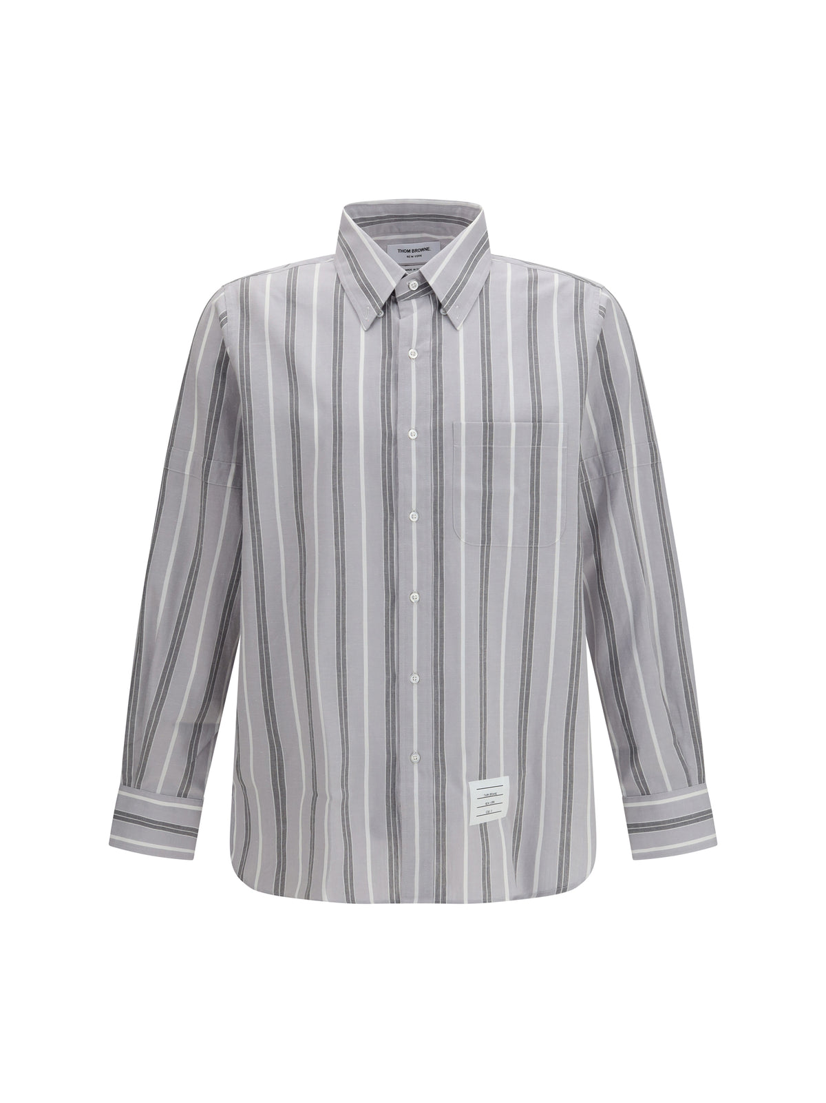 Thom Browne Madras striped armband Shirt - Med Grey