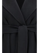 Max Mara Studio Long robe Coat in wool, cashmere and silk - Black