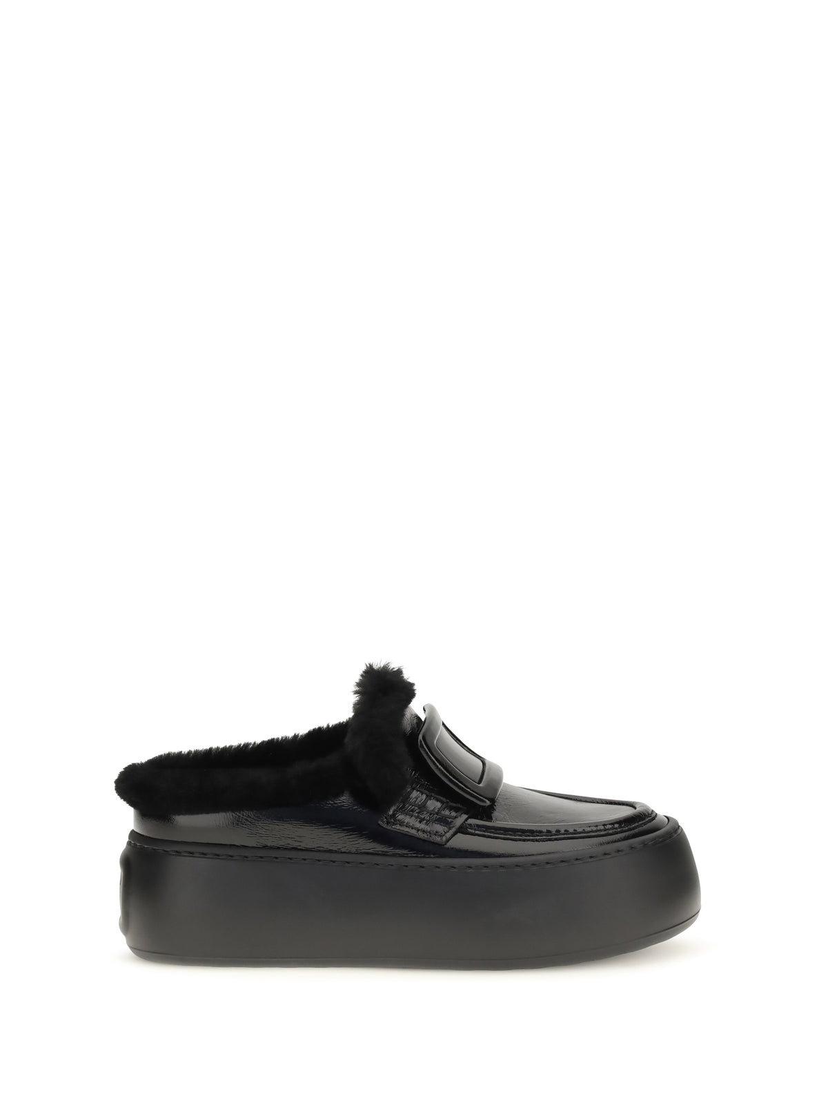 Roger Vivier Viv' Up Shearling Mules - Black