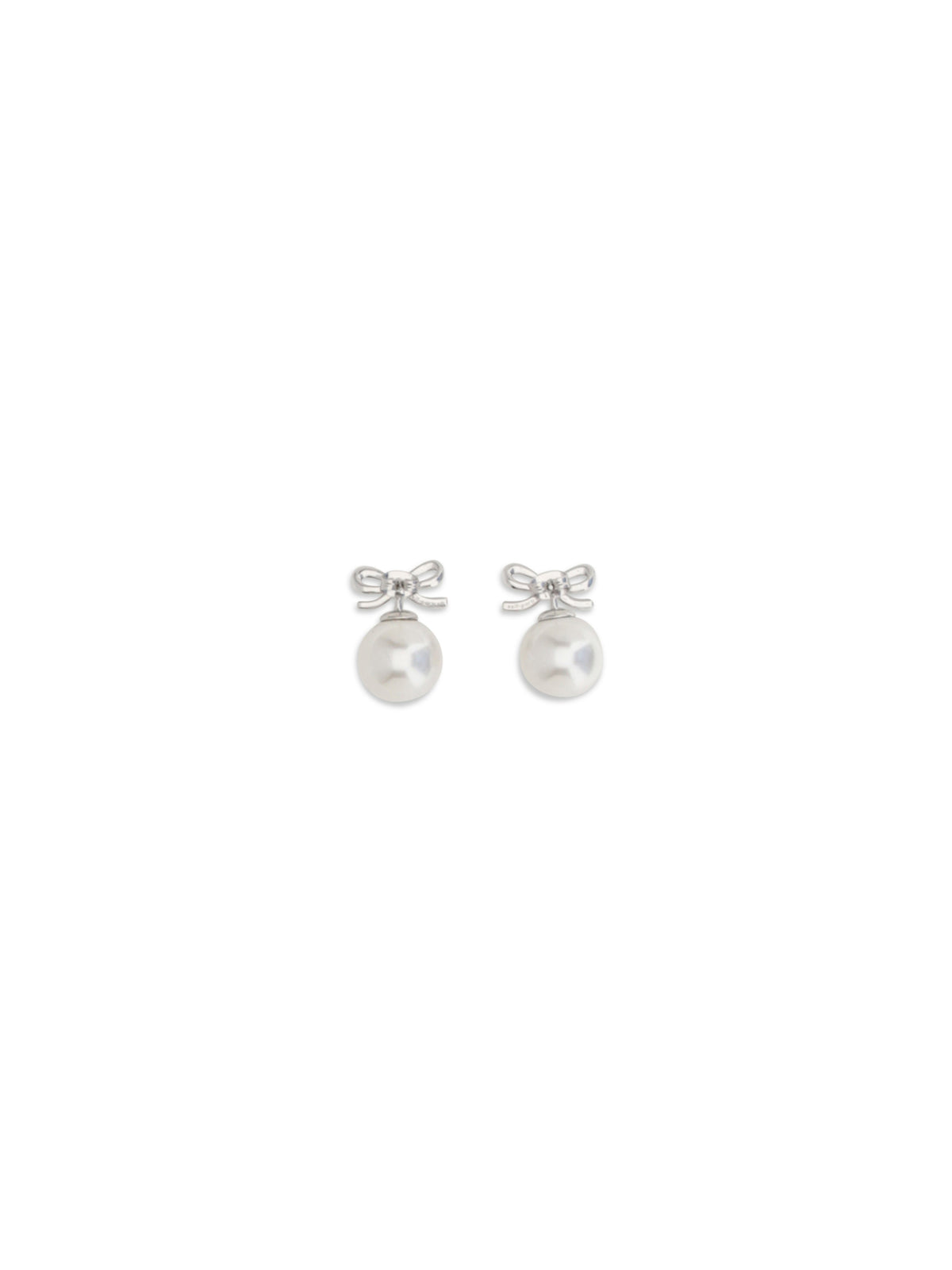 Self-Portrait Crystal bow Earrings with pearl - Silver