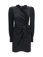 Alessandra Rich Silk jacquard mini Dress with ruffles - Black