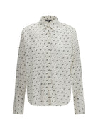 GCDS Cotton broderie anglaise Shirt with all-over logo embroidery - Optic White/Black