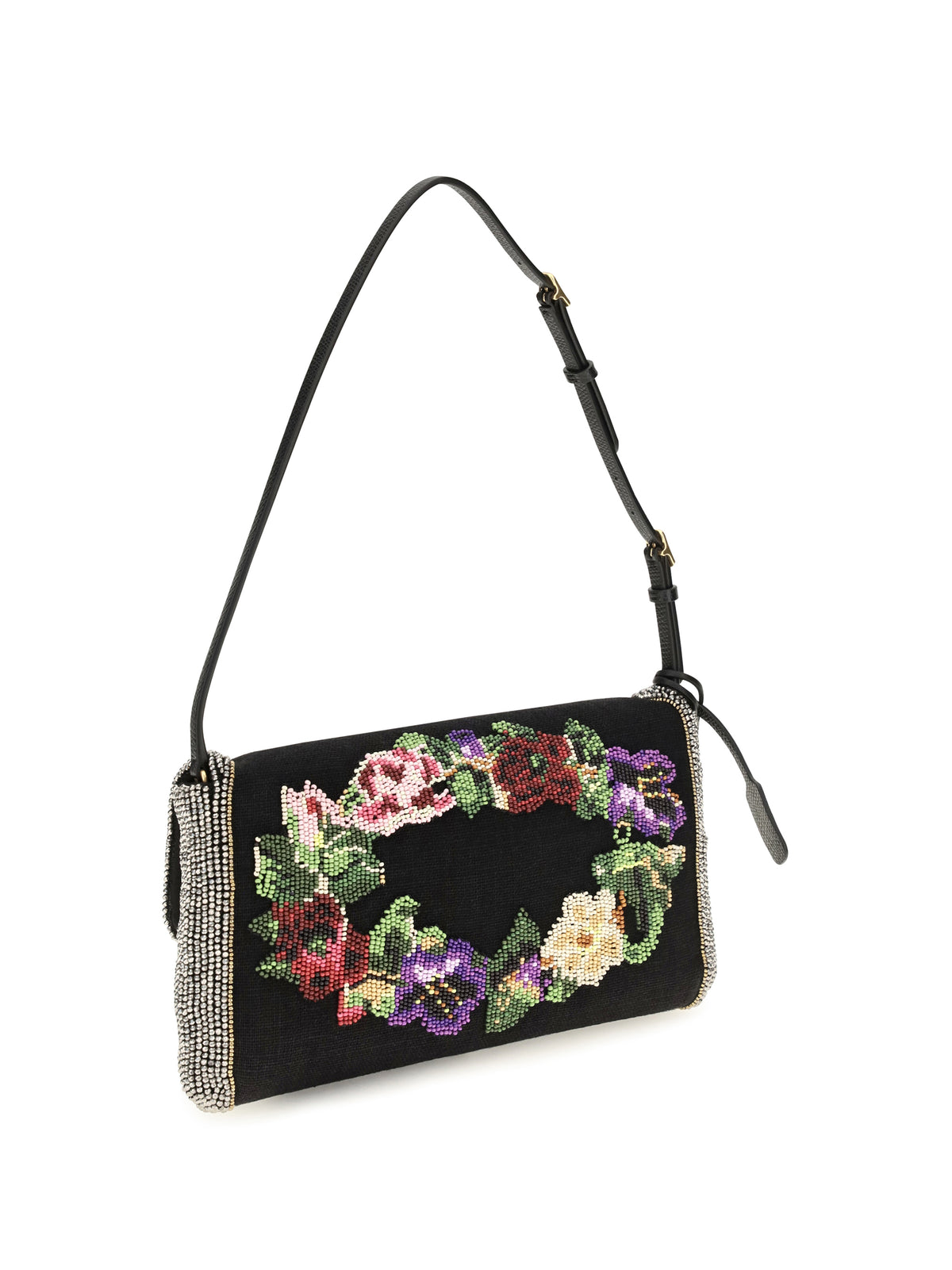 Valentino Small embroidered Devain Shoulder Bag - Multicolor/Black