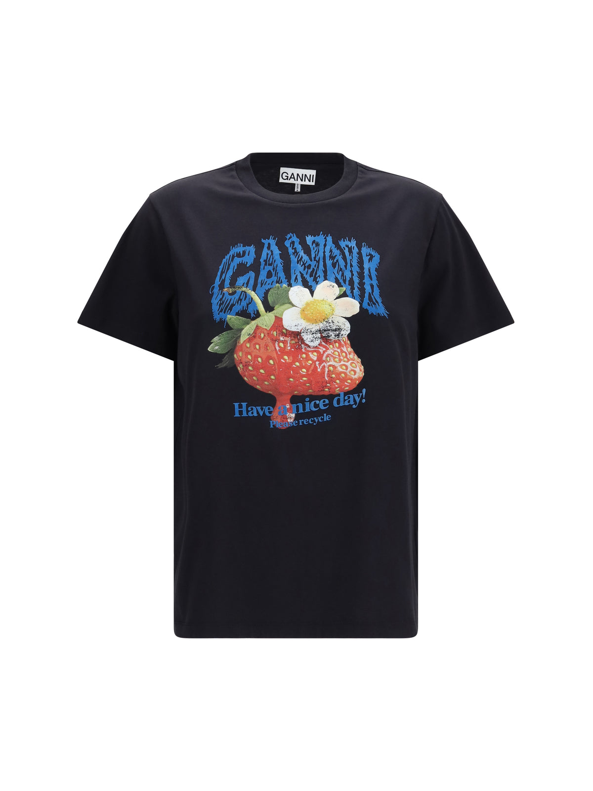 Ganni Strawberry cotton T-shirt - Phantom