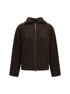 Brunello Cucinelli Ribbed zip Sweater - Coffee
