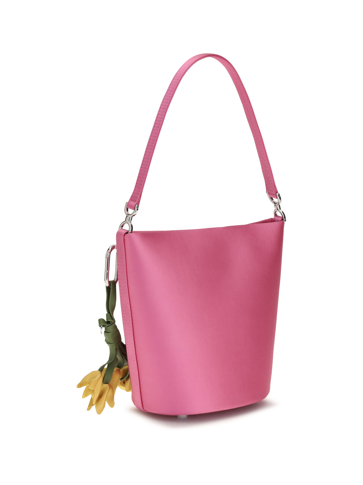 Self-Portrait Satin Bucket Bag - Pink