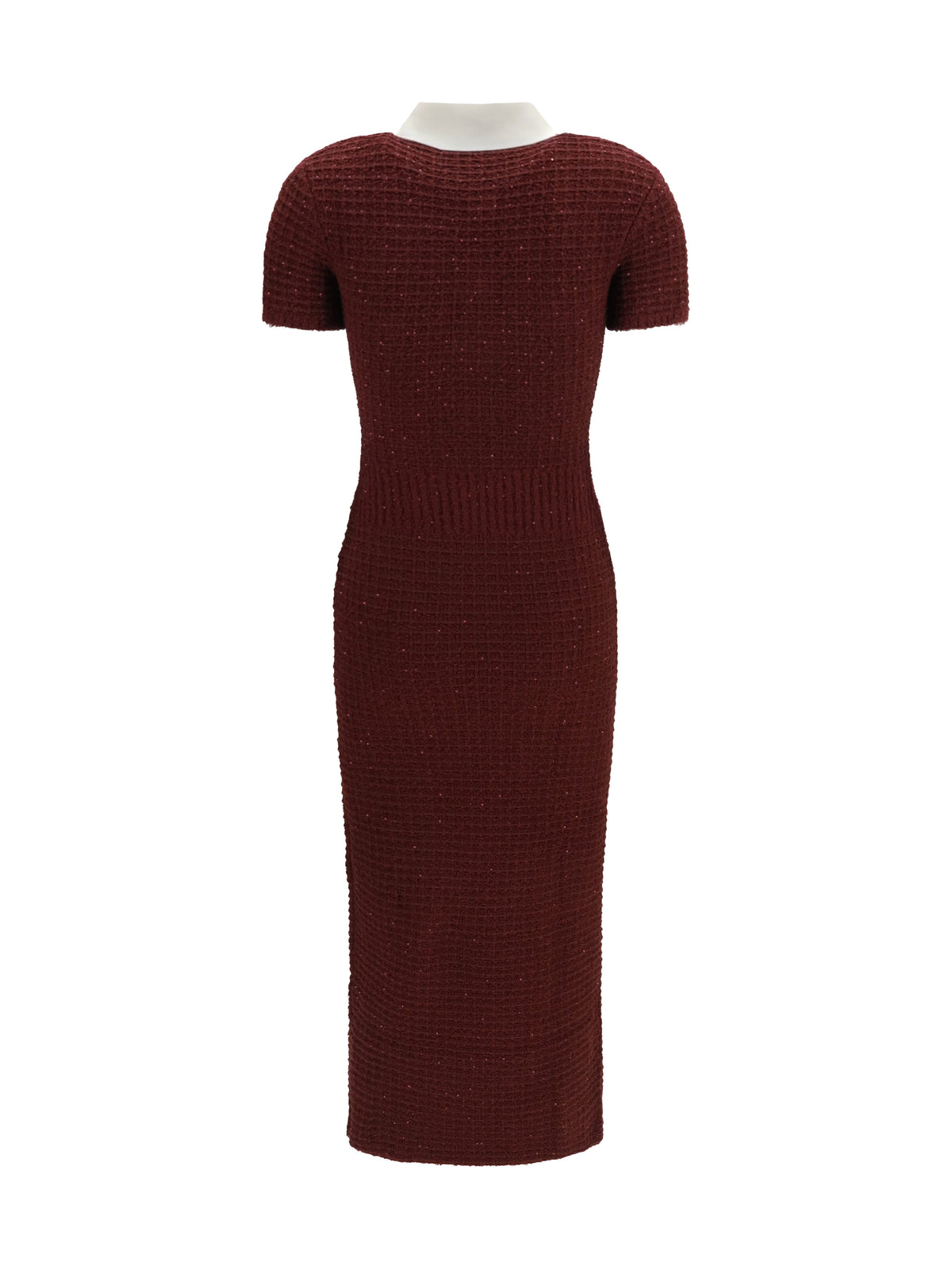 Self-Portrait Knit midi Dress with statement buttons - Burgundy