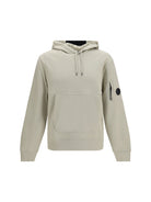 C.P. Company Diagonal-weave cotton fleece Hooded Sweatshirt - Silver Birch