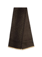 Gucci Leopard-print wool Scarf with monogram - Camel/Dark Brown