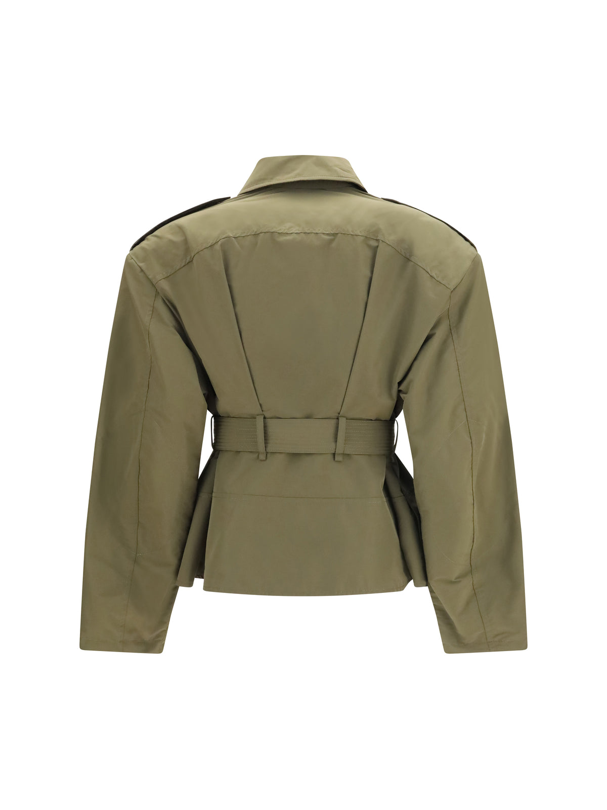 Alexander McQueen Cropped belted high-neck Jacket - Woodland Green