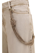 Pinko Lauryn Jeans with jeweled cord - Beige-Macrocistide