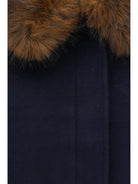 Self-Portrait Wool-blend Jacket with faux fur collar - Navy