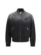 Off-White Washed denim Bomber Jacket - Black