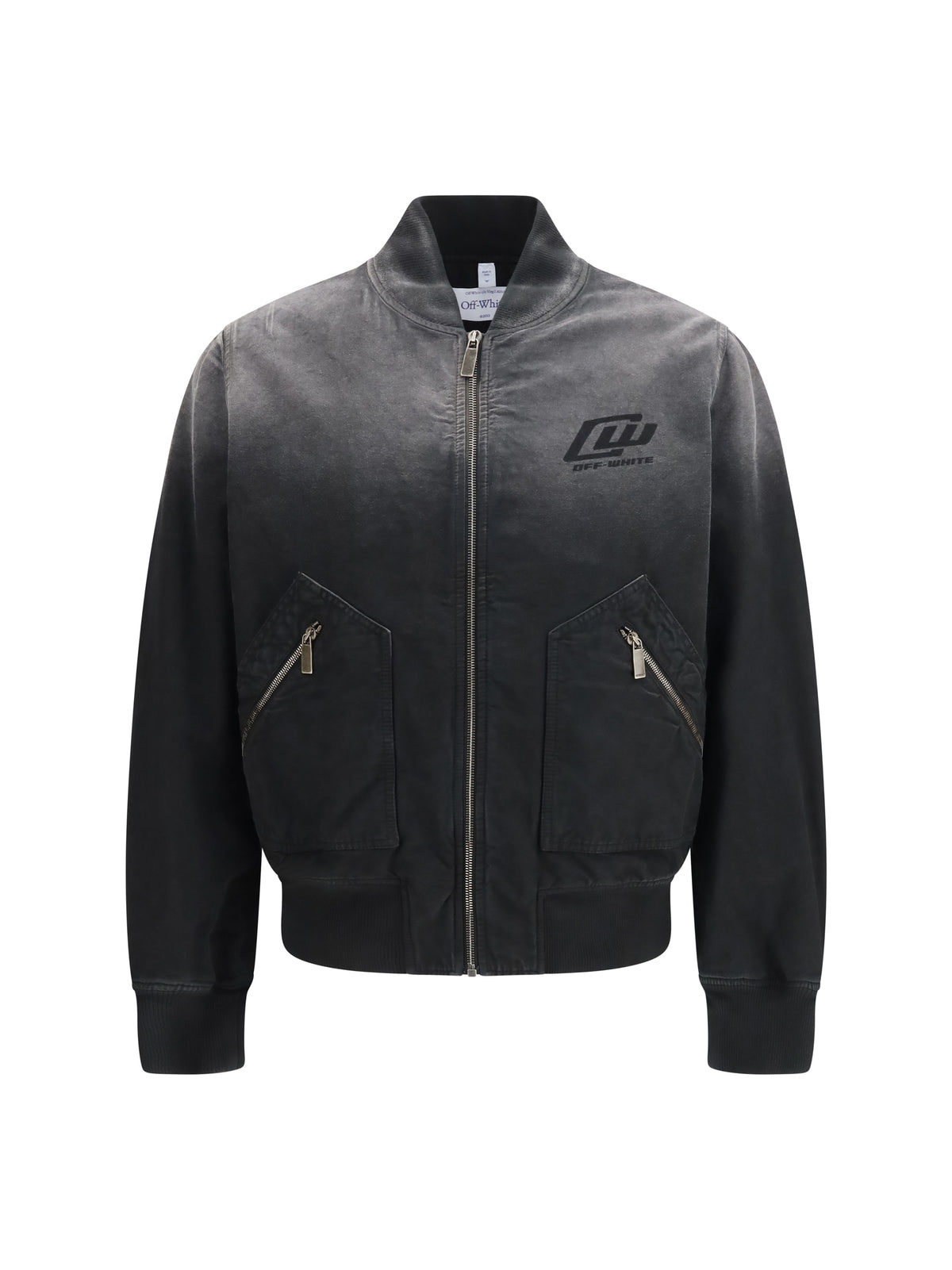 Off-White Washed denim Bomber Jacket - Black