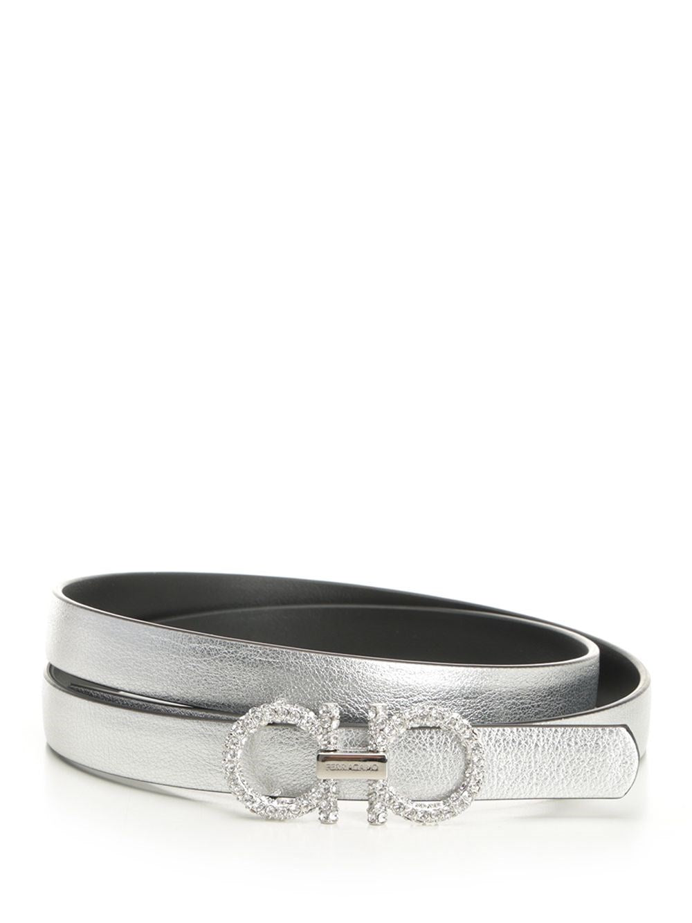 Ferragamo Adjustable "Gancini" Belt - Silver
